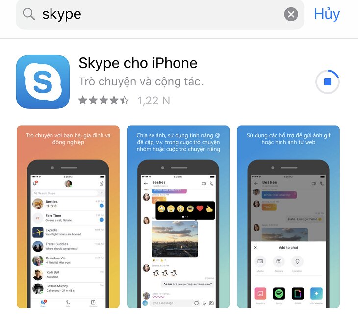 Giao diện cài đặt Skype trên App Store